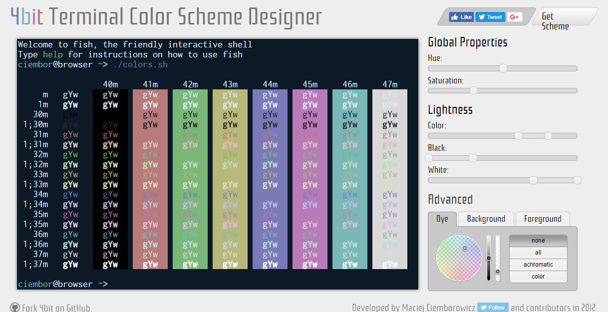 4bit Terminal Color Scheme Designer
